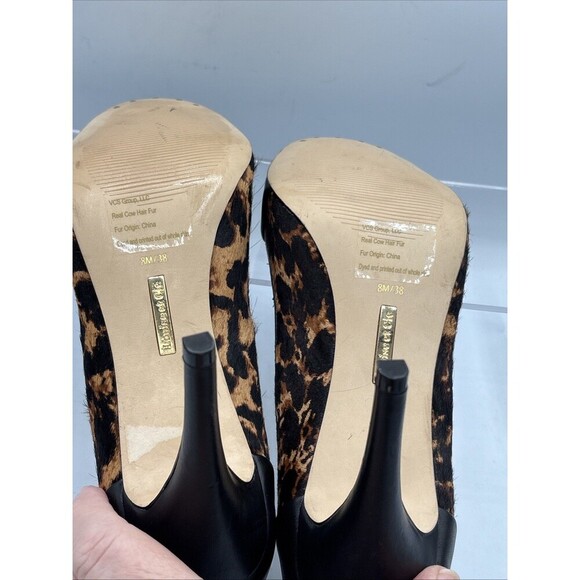 Louise Et Cie Jamesia Leopard Calf Hair Peep Toe Heels Sz 8M Animal Print Chic - Picture 6 of 11
